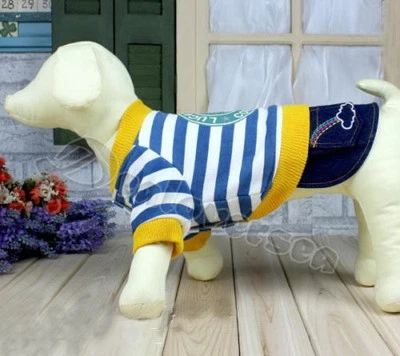  Pantalones de mezclilla 3 colores para mascotas cachorros ropa para perros falda con rayas mantener el calor Foto 1 de 2