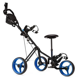 3 Wheel Pull Push Cart Trolley Golf Foldable Umbrella Holder w/Scoreboard Bag - Picture 1 of 8