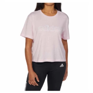 NEU Adidas Damen Kurzarm Logo Crop T-Shirt Pink Größe M - Bild 1 von 2