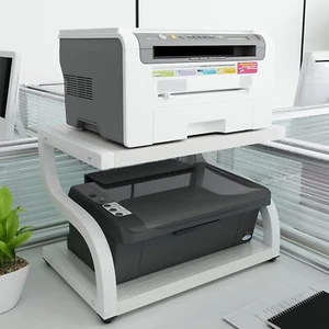 PUNCIA 2 Tiers Wood White Home Office Desktop Printer Stand with Heavy Duty Rack - Picture 1 of 8