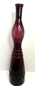ART GLASS ITALIAN MID CENTURY AMETHYST EMPOLI VIMAX FACE GENIE BOTTLE DECANTER - Picture 1 of 13