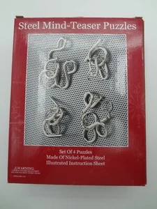 4 Wire Brain Teasers Kit Metal Mind IQ Kid Magic Trick Twist Adult Puzzle - Picture 1 of 10