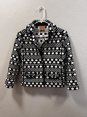 Tory Burch Women's Elijah Black White Polka Dot 3/4 Sleeves Blazer Jacket Sz XS - Image 1 of 4