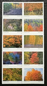 2024 Scott #5929-38 - Forever - AUTUMN COLORS - Block of 10 Stamps - Mint NH - Picture 1 of 1