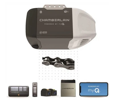 Garage Door Opener, Battery, Chain Drive, OS: myQ and Security+ 2.0, Gray - Image 1 of 4