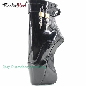 Extreme High Heel 7" Wedges Heel Short Ballet Boots Sexy Fetish High Heel Patent - Picture 1 of 29