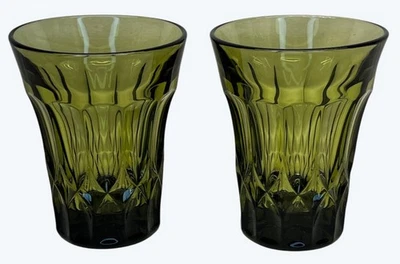 2 Noritake Perspective Green Glass 10 Ounce Flat Tumblers Glasses 4 7/8" - Image 1 of 4