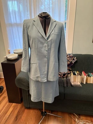 Traje Aqua Armani Collezione Talla 14 Estilo Kamala Harris, 100% Lana Peso Verano Foto 1 de 2
