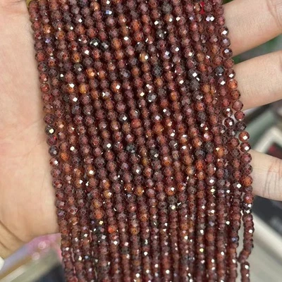 Cuentas de circón color granate facetadas facetadas micro redondas naturales de 2/3/4 mm para hacer joyas Foto 1 de 4