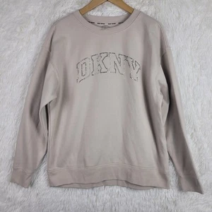 DKNY Women Medium Varsity Rhinestone Logo Crewneck Fleece Sweatshirt - Picture 1 of 8