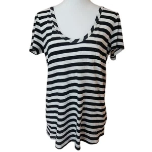Caslon Navy and White Striped Tee Women's Medium Nordstrom Nautical Preppy NWT - Picture 1 of 9