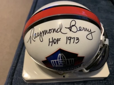 RAYMOND BERRY BALTIMORE COLTS NFL HOF AUTO  1973 SIGNED HOF MINI HELMET JSA CERT - Image 1 of 3