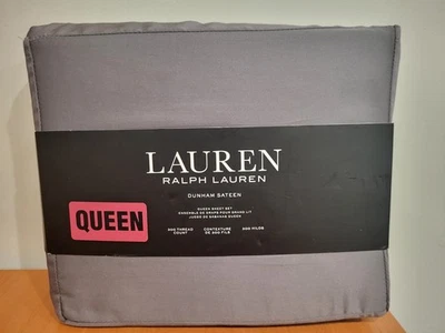 Ralph Lauren Dunham 100% хлопок сатин королева простыни комплект 4шт уголь серый новый - Изображение 1 из 4