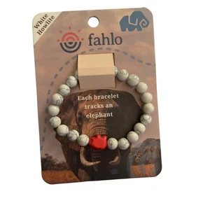 Fahlo Tier Tracking Armband, Elefant.  Farbe: White Howlite - Bild 1 von 2