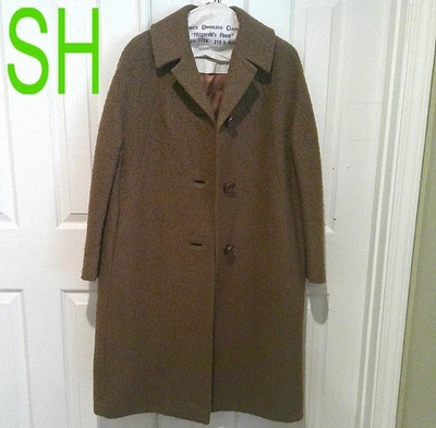 Abrigo de Invierno Betty Rose Largo Marrón Forrado Bufanda Ascot Hecho en Unión Años 40-60 De Colección Foto 1 de 4