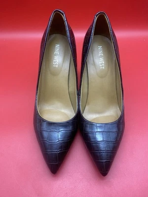 Nine West Nuncio Marrón Estampado de Cocodrilo Cuero Punta Gatito Tacones Talla 6M Foto 1 de 4
