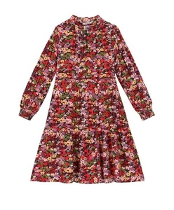 Scotch & Soda Girls Floral Viscose Dress Long Sleeves Multi Flounce Hem Midi  16 - Picture 1 of 4