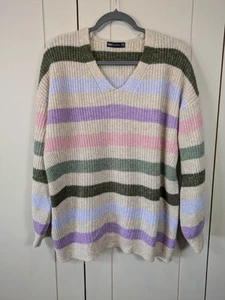 Marks and Spencer Jumper Size Large, Pastel Striped Jumper - Picture 1 of 23