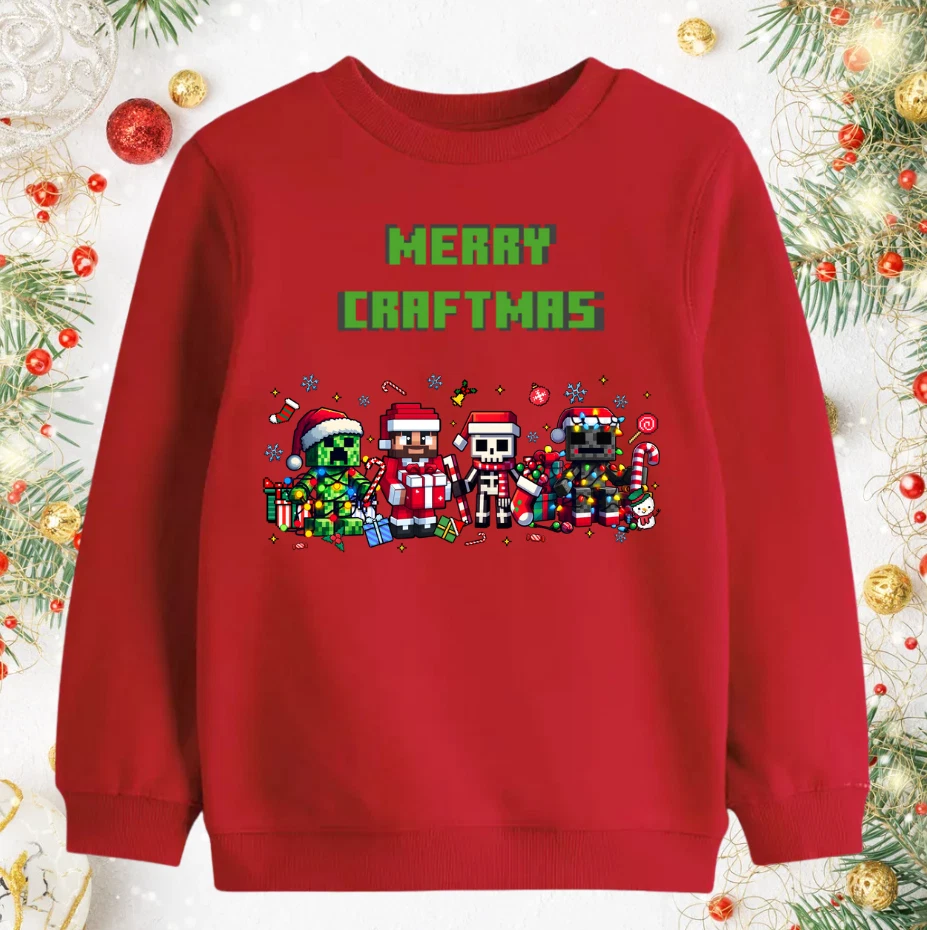Minecraft christmas jumper boys girls sweatshirt Creeper Gamer xmas creeper