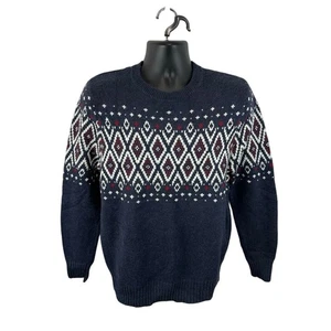 Fair Isle Strickpullover dunkelblau Herren klein Baumwoll-Wollmischung Sonoma NEU Preppy - Bild 1 von 13