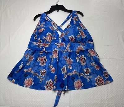 Camiseta de natación American Beach Maurices mujer azul peplum tankini bebé muñeca talla grande 3X Foto 1 de 4