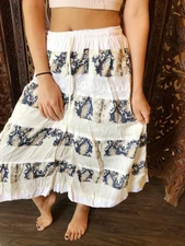 Boho Gypsy Hippy Beach Skirts A-Line Lace Work Summer Cotton Skirts SM 
