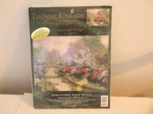 Thomas Kinkade Embellished Cross Stitch Kit Lamp Light Bridge Candamar Designs - Picture 1 of 2