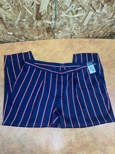 Ralph Lauren Womens Navy Red Striped Pants Size 16W 100% Polyester 202711524001 - Picture 1 of 4