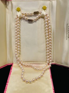 Bellissime Perle Alta Qualità Due Fili 18” Ciascuno 36” Lunghezza Totale Chiusura 18k - Foto 1 di 9