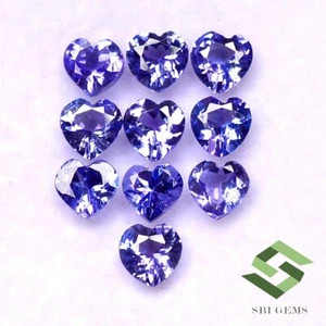 2.59 CTS Natural Tanzanite Heart Shape Cut 4x4 mm Lot 10 Pcs Loose Gemstones - Picture 1 of 5
