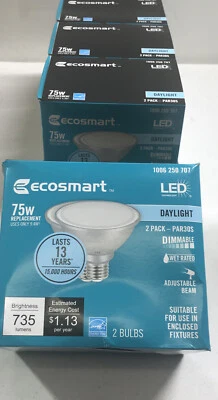 4 EcoSmart Two Packs 9.4W  75W Equivalent Light Bulbs PAR30S Dimmable Flood LED - Image 1 of 4