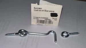 Sturmhaken 3,5x60mm mit Ösenschrauben Fensterhaken Torhaken Türhaken Gartentor - Bild 1 von 2