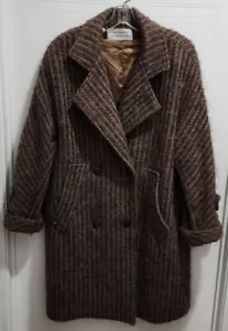 Cappotto lungo vintage Anne Marie Beretta donna tweed maglia pea marrone 100% lana taglia 10 - Foto 1 di 18