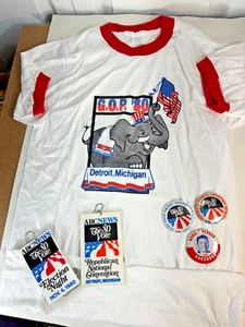 VINTAGE TEE SHIRT  1980 GOP NATIONAL  RNC DETROIT REAGAN NOS TEE SHIRT 50/50 ABC - Picture 1 of 7