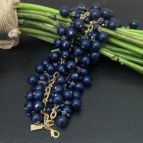 Raro bracciale KATE SPADE blu navy palline e perline a grappolo perline 79 4 g