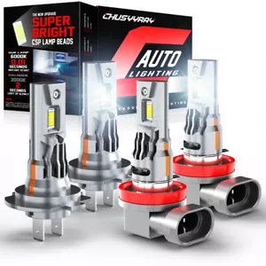 For 2013- 2018 Chevy Traverse 4pcs H7+H11 Super Bright Light Bulbs 6000K White - Picture 1 of 13
