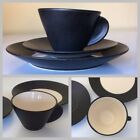 Matte Black Coffee Cup,Saucer & Side Plate Set Handle Without Hole -Japanese