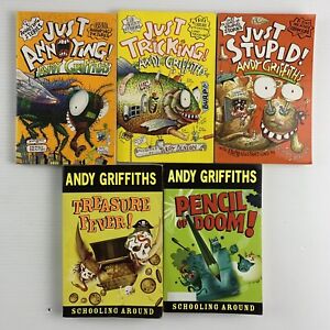 5 x Andy Griffiths Just Series & Schooling Around Books Bundle Bulk Lot 