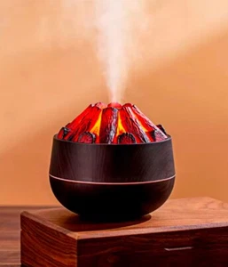 Flame Volcano Diffuser (300ml)-Household Essential Oil Humidifier (Deep Wood) - Picture 1 of 19