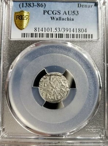 Radu I 1377-1383 AD . Silver Ducat .Wallachia . Vlad Grandfather.PCGS AU 53 - Picture 1 of 4