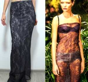 DOLCE & GABBANA SS 1999 Long Maxi Floral Lace Skirt S M 44 Vintage - Picture 1 of 24