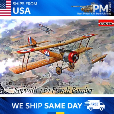 Roden 411 Sopwith 1.B1 French bomber Airplane WWI plastic model kit 1/48 scale - Image 1 of 4