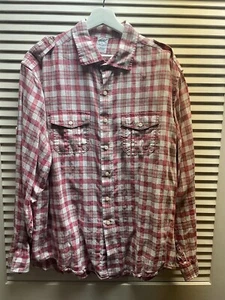 Brooks Brothers Irish Linen Mens XXL Slim Fit Red Plaid Long Sleeve Shirt - Picture 1 of 4