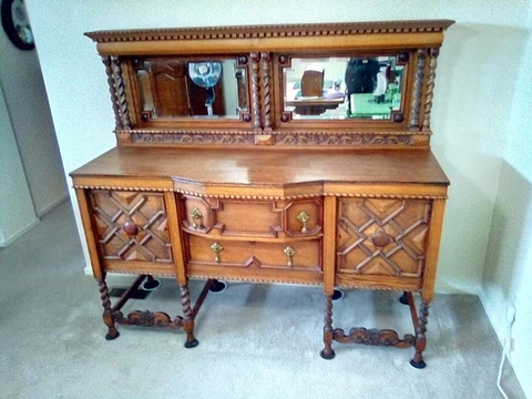 Beautiful Jacobean Twist Antique Oak Sideboard/Buffet Cover