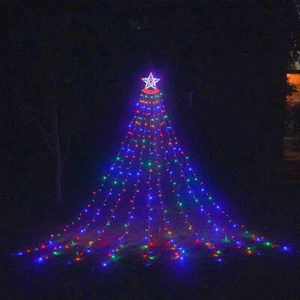 LED Star Waterfall Light Christmas Tree Light Remote Control Solar Fairy Light - Picture 1 of 9