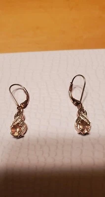 Earring STS 925 sterling silver rose gold plated Morganite stone - Image 1 of 4