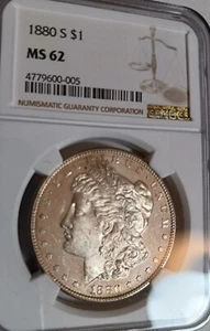 Lightly Toned 1880-S NGC MS-62 with Flashy Proof Like Fields PL Uncirculated - Picture 1 of 7