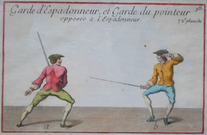 P.J.Girard /Traité sur les armes -/ 1736 Fencing Plate 98 Original - Picture 1 of 2