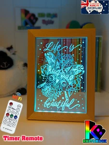 LIFE IS BEAUTIFUL PERSONALISED USB 3D LED Night Light 7 Colour Change Room Lamp - Picture 1 of 13