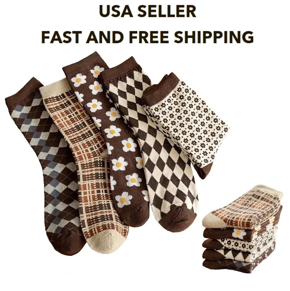 Womens Socks Vintage Pattern Fashion Novelty Socks Casual Dress Wear Gift 5 Pair - Image 1 of 4